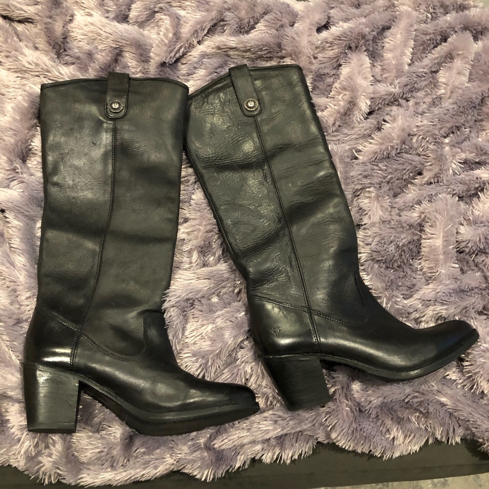 Black leather Fry boots